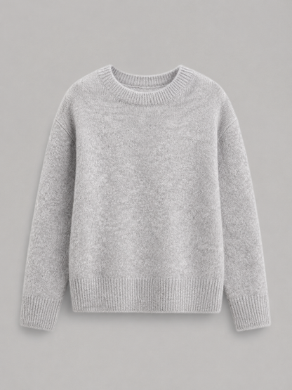 Nell Fuzzy Knit Crew Neck Sweater - back view