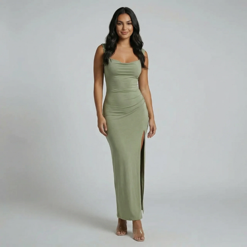 Odette Ruched Maxi Dress - front view
