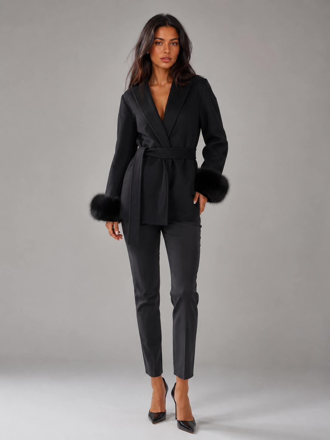Odile Faux Fur Cuff Coat - colourway 2