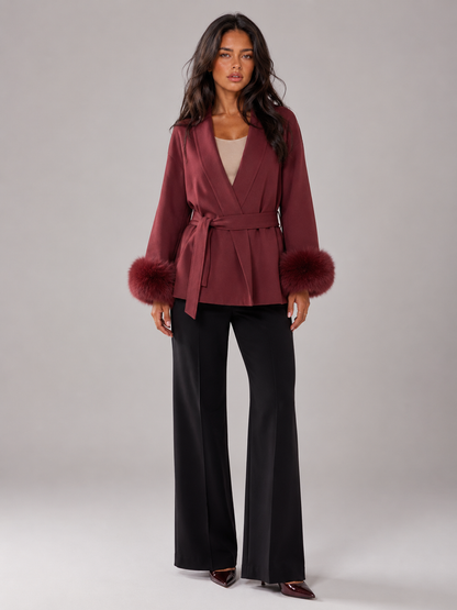Odile Faux Fur Cuff Coat - front view
