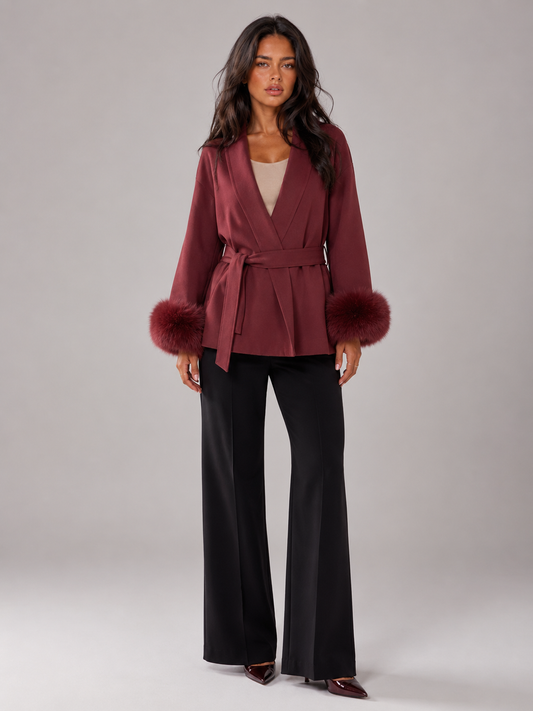 Odile Faux Fur Cuff Coat - front view