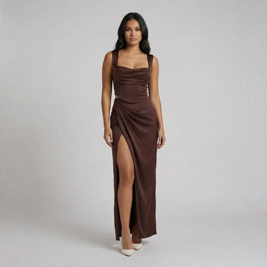 Ophelia Ruched Maxi Dress - front view