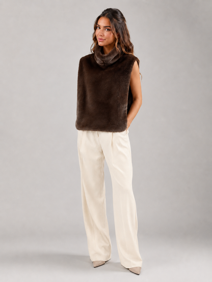 Saskia Faux Fur Vest - short side cropped