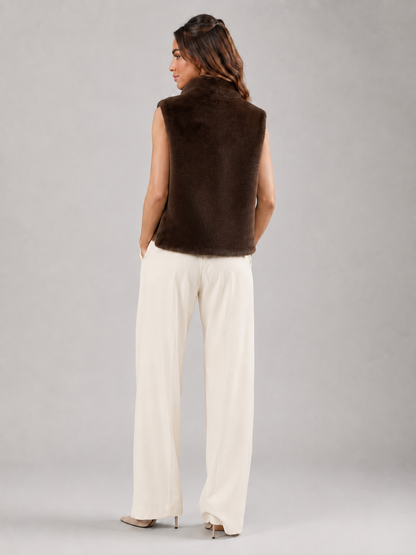 Saskia Faux Fur Vest - long side longline