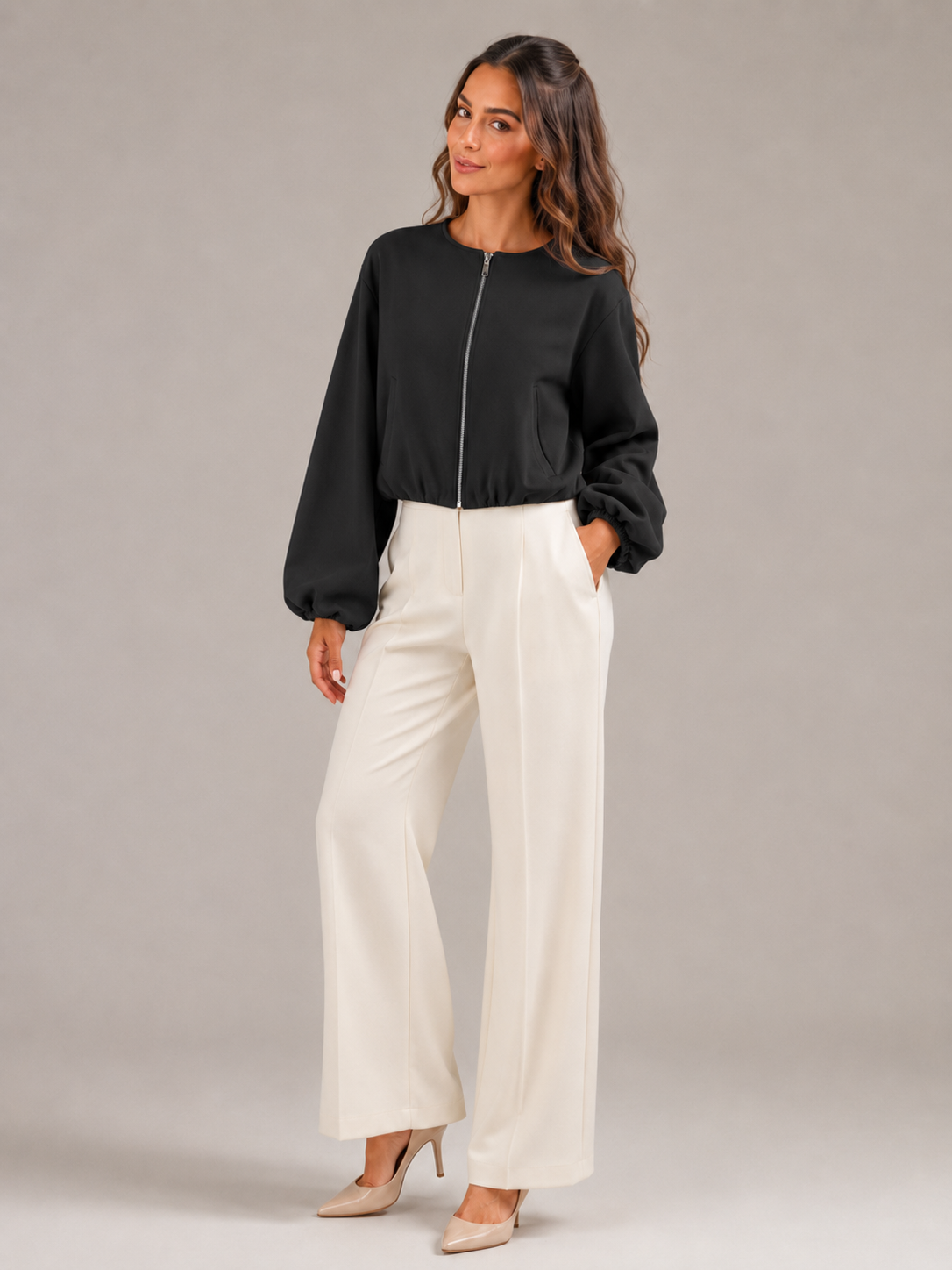 Verity Cropped Bomber Jacket - colourway 3
