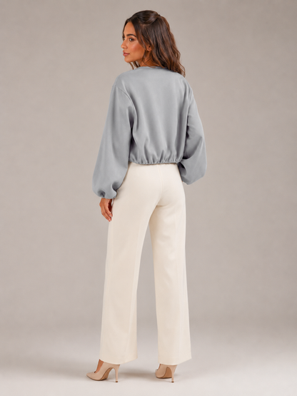 Verity Cropped Bomber Jacket - detail view
