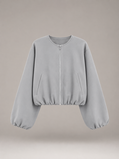 Verity Cropped Bomber Jacket - side view