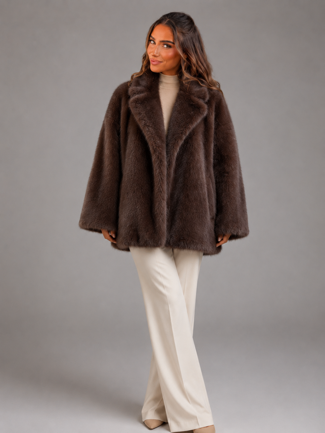 Winona Faux Fur Coat - full length styling