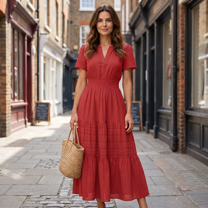 Delphine Boho Mini Dress - red