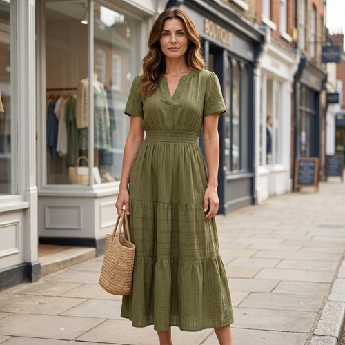 Delphine Boho Mini Dress - army green