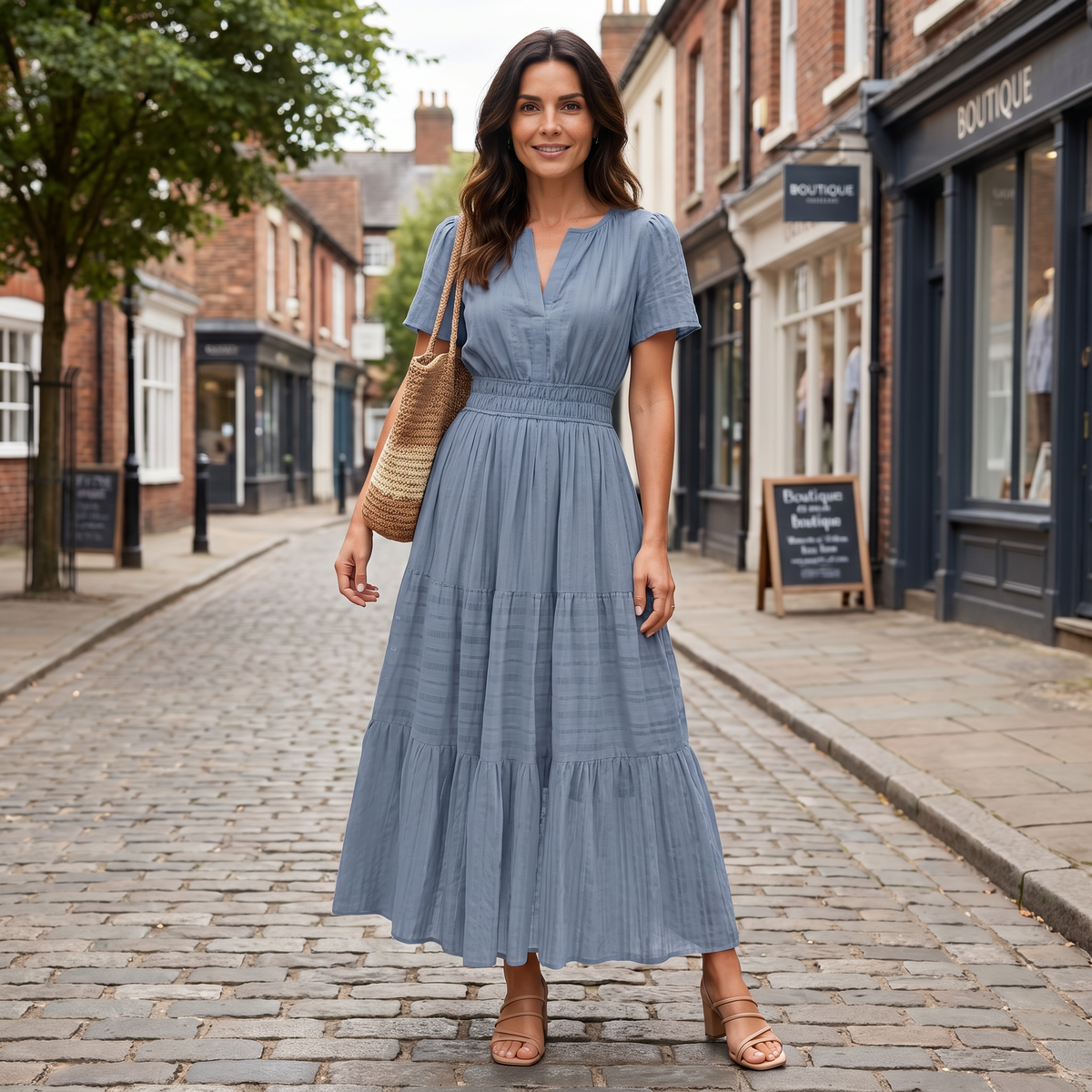 Delphine Boho Mini Dress - ocean blue