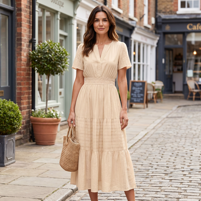 Delphine Boho Mini Dress - beige