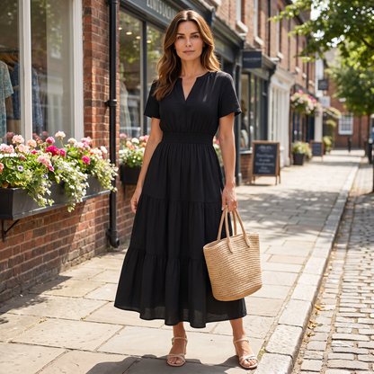 Delphine Boho Mini Dress - black