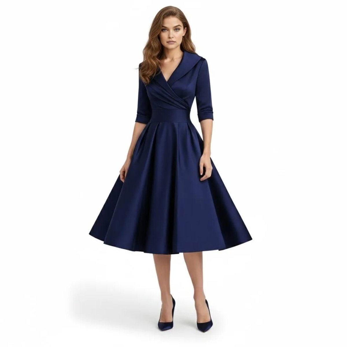 Vivienne Wrap Midi Dress - navy blue colourway