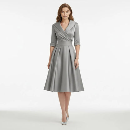 Vivienne Wrap Midi Dress - grey colourway