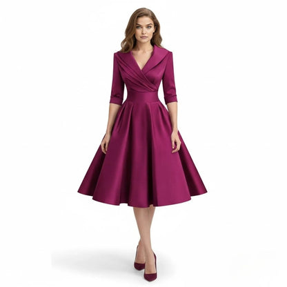 Vivienne Wrap Midi Dress - magenta colourway