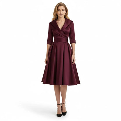 Vivienne Wrap Midi Dress - burgundy colourway