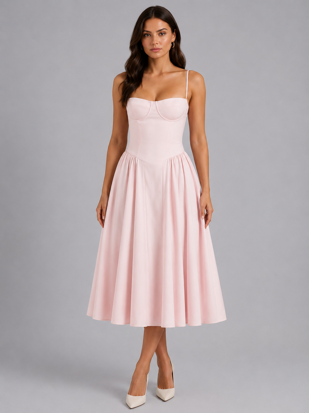 Feathorne Women's Marisol Floral Corset Midi Dress - close-up detail