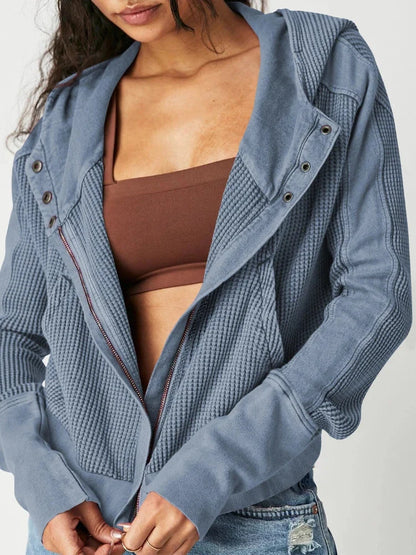 Women's Cropped Waffle Hoodie Nadia – Effortless Confidence Cozy Style