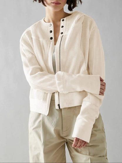 Women's Cropped Waffle Hoodie Nadia – Effortless Confidence Cozy Style