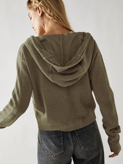 Feathorne Women's Nadia Pine Cropped Waffle Hoodie - alternate colourway