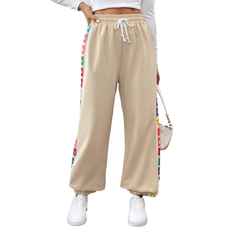 Feathorne Women's Marlowe Apricot Embroidered Sweatpants - styled with outfit