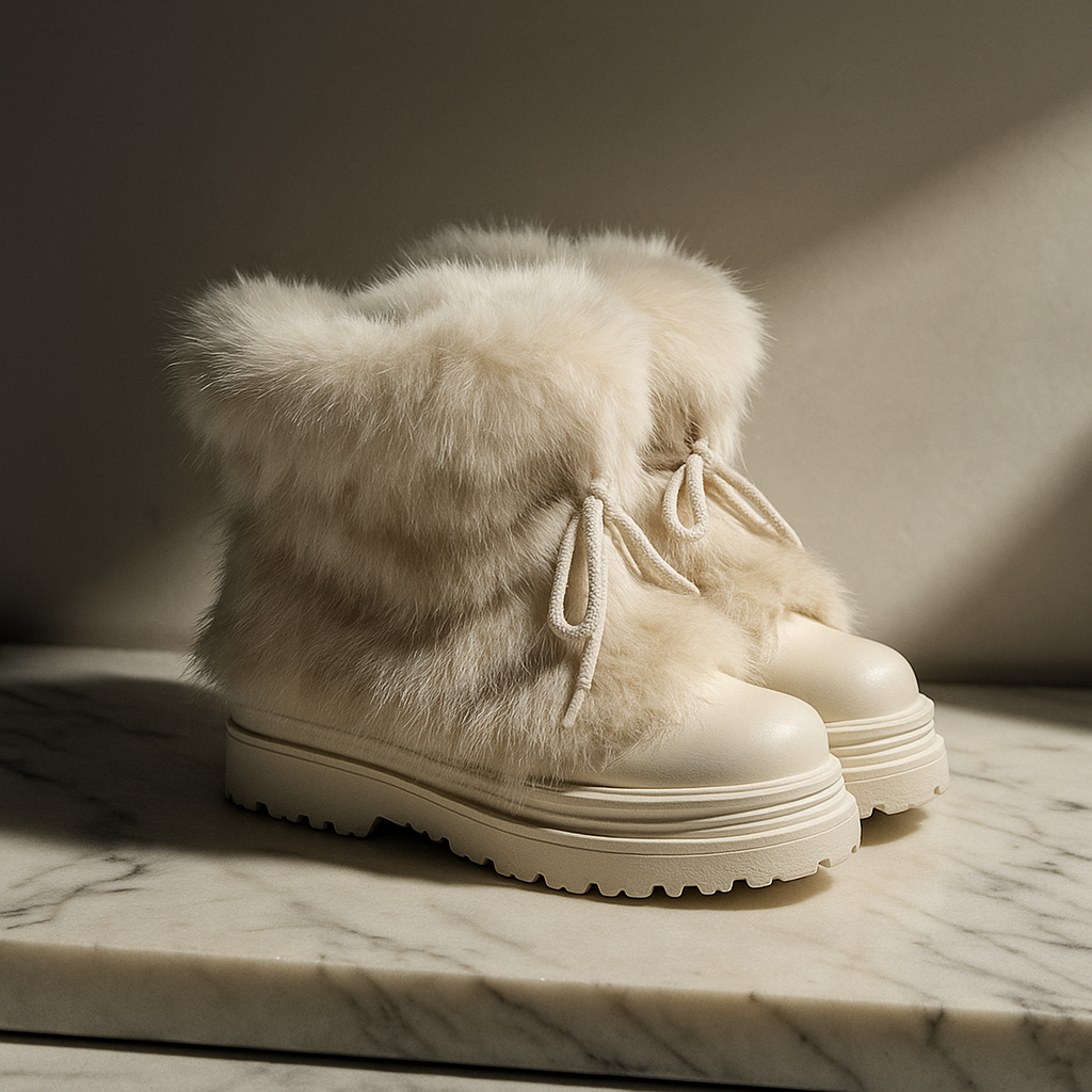 Feathorne Women's Josephine Black Faux Fur Winter Boots - side view style