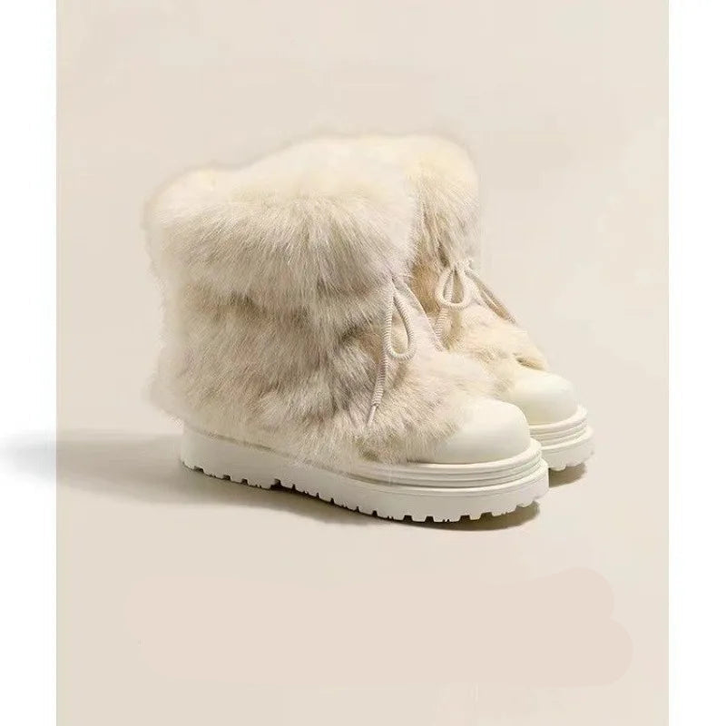 Feathorne Women's Josephine Black Faux Fur Winter Boots - styled with outfit