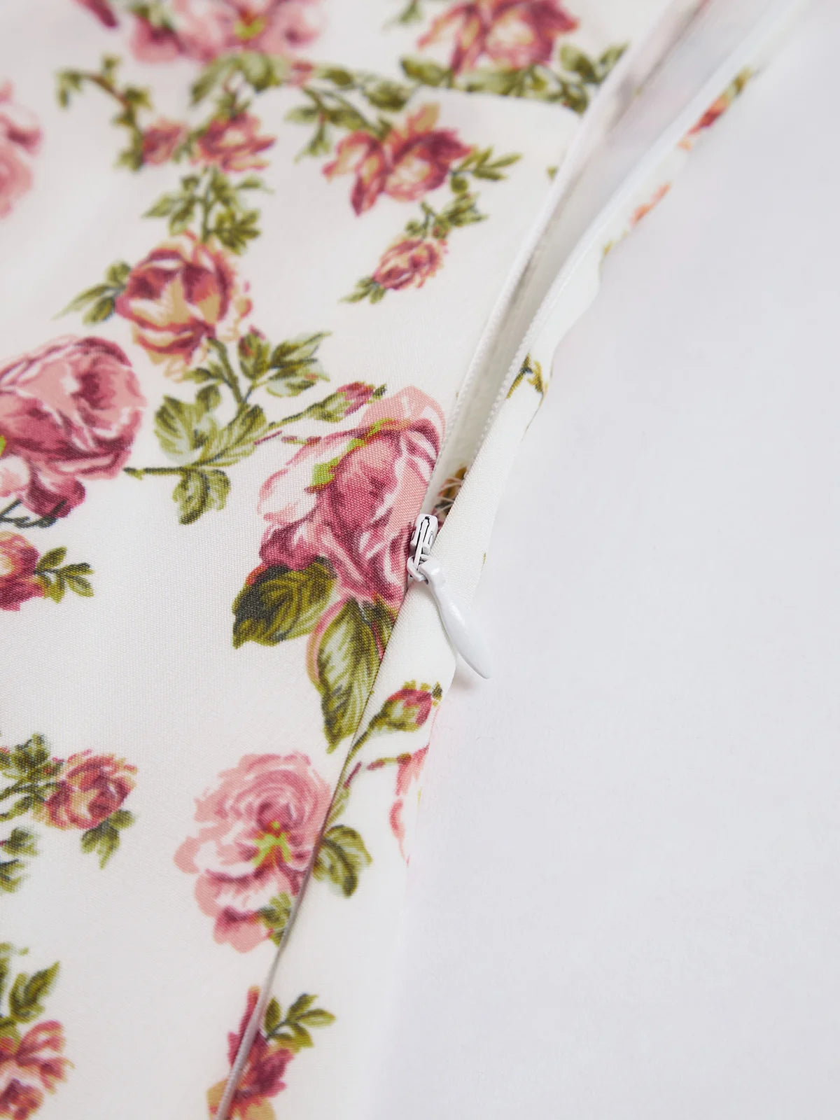 Feathorne Women's Theodora White Floral Corset A-Line Midi Dress - detail showing