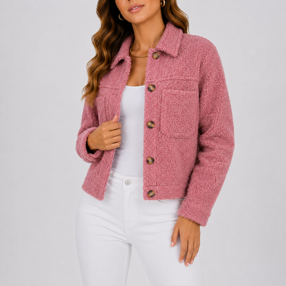 Feathorne Women's Emmeline Dark Pink Knit Blazer - front view style