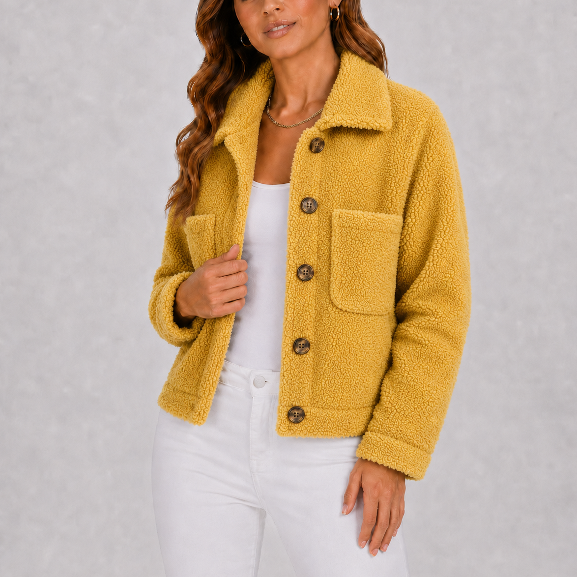 Feathorne Women's Emmeline Yellow Knit Blazer - front view style