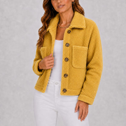 Feathorne Women's Emmeline Yellow Knit Blazer - front view style