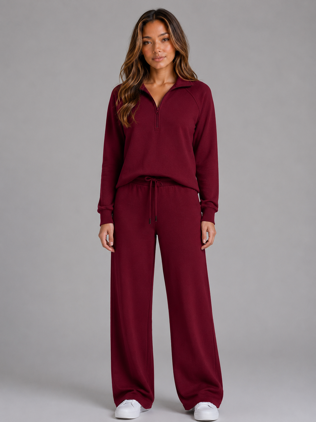 Feathorne Women's Marguerite Cream Lounge Set - full length styling