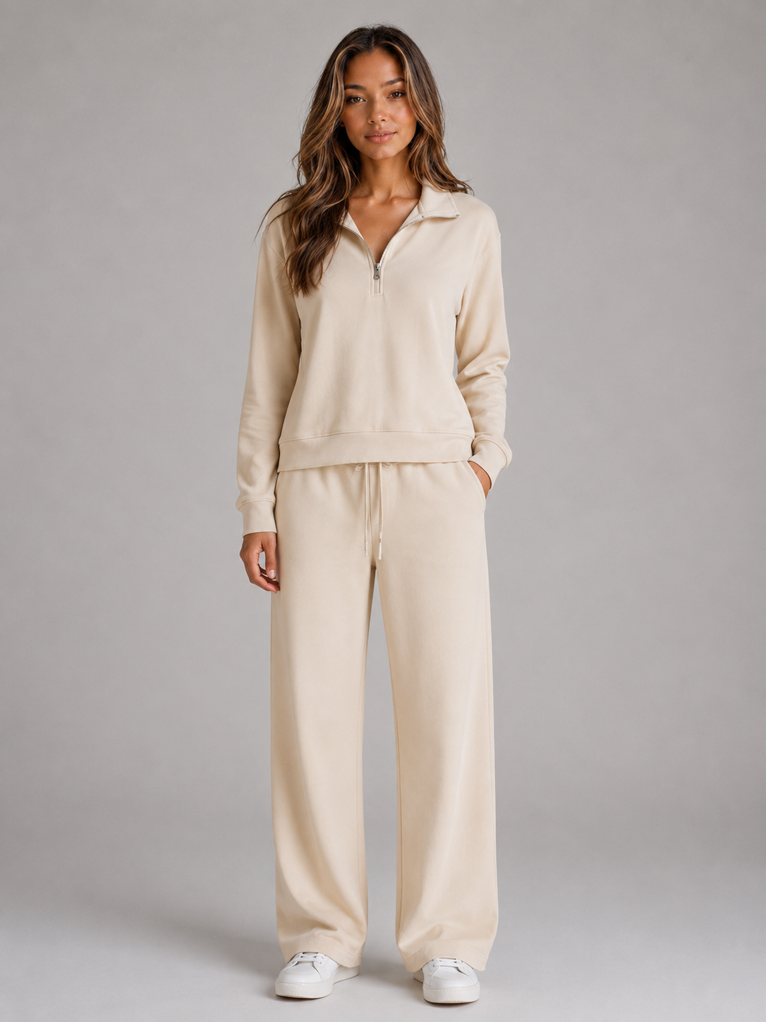 Feathorne Women's Marguerite Cream Lounge Set - front view style