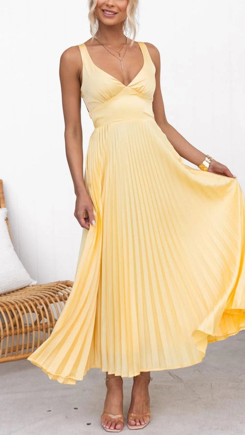 Feathorne Women's Georgina Yellow Maxi Sundress - front view style