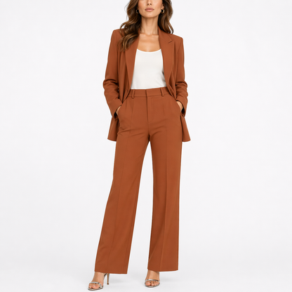 Feathorne Women's Constance Brown Two-Piece Blazer Set - front view style