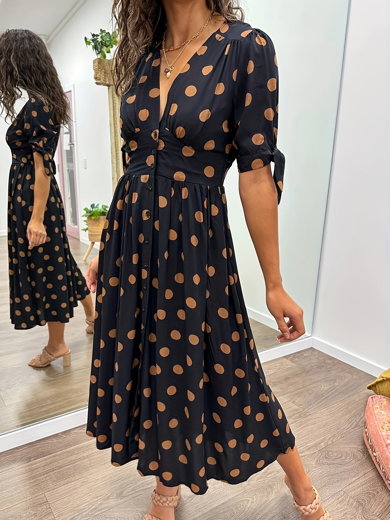 Feathorne Women's Beatrice Black Wrap Midi Dress - side view