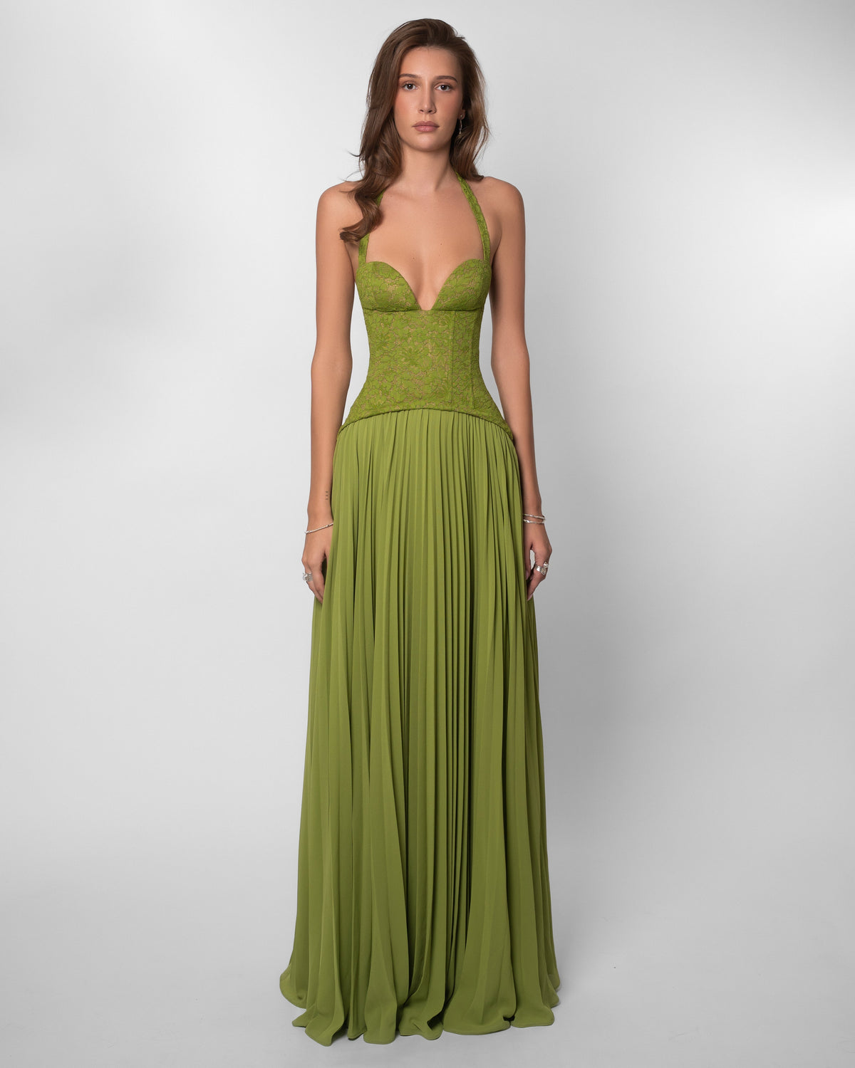 Feathorne Women's Sage Floral Lace Corset Maxi Dress - view 1
