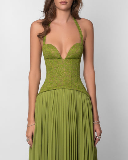 Feathorne Women's Sage Floral Lace Corset Maxi Dress - view 2
