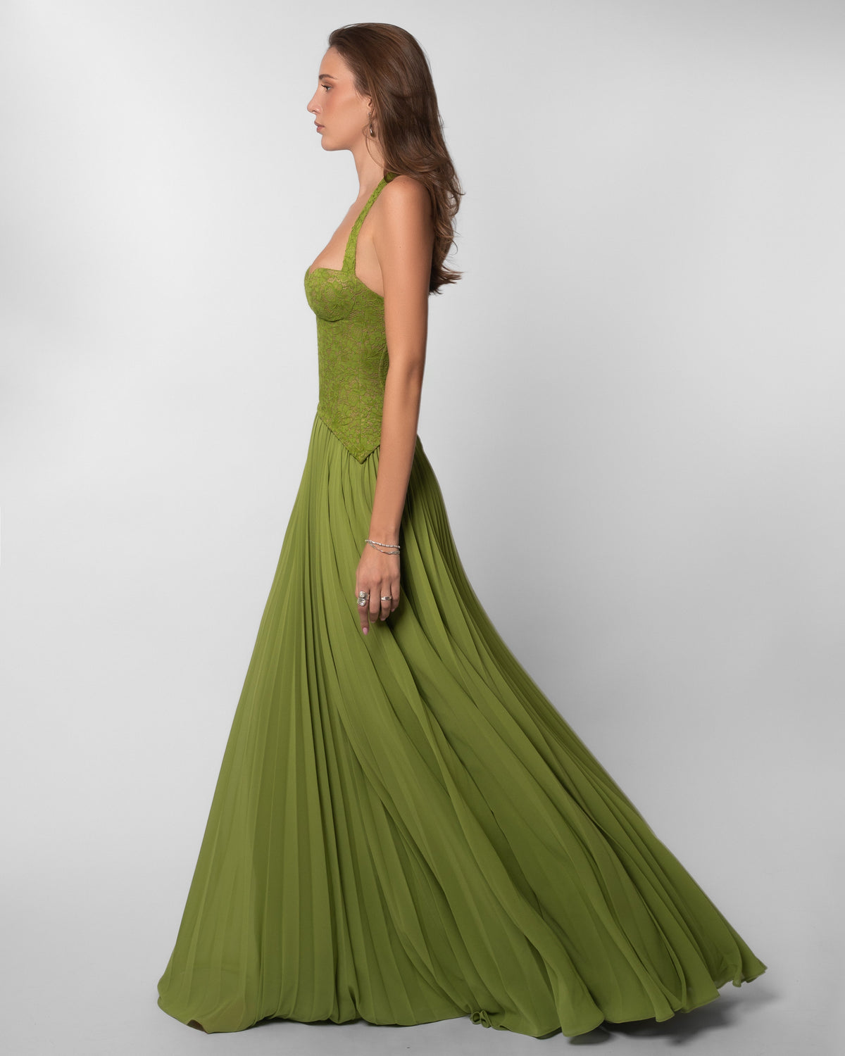Feathorne Women's Sage Floral Lace Corset Maxi Dress - view 3