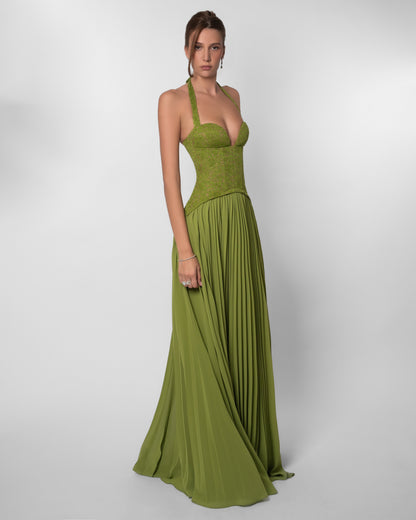 Feathorne Women's Sage Floral Lace Corset Maxi Dress - view 4