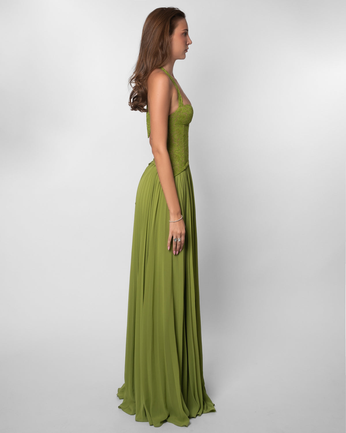 Feathorne Women's Sage Floral Lace Corset Maxi Dress - view 5