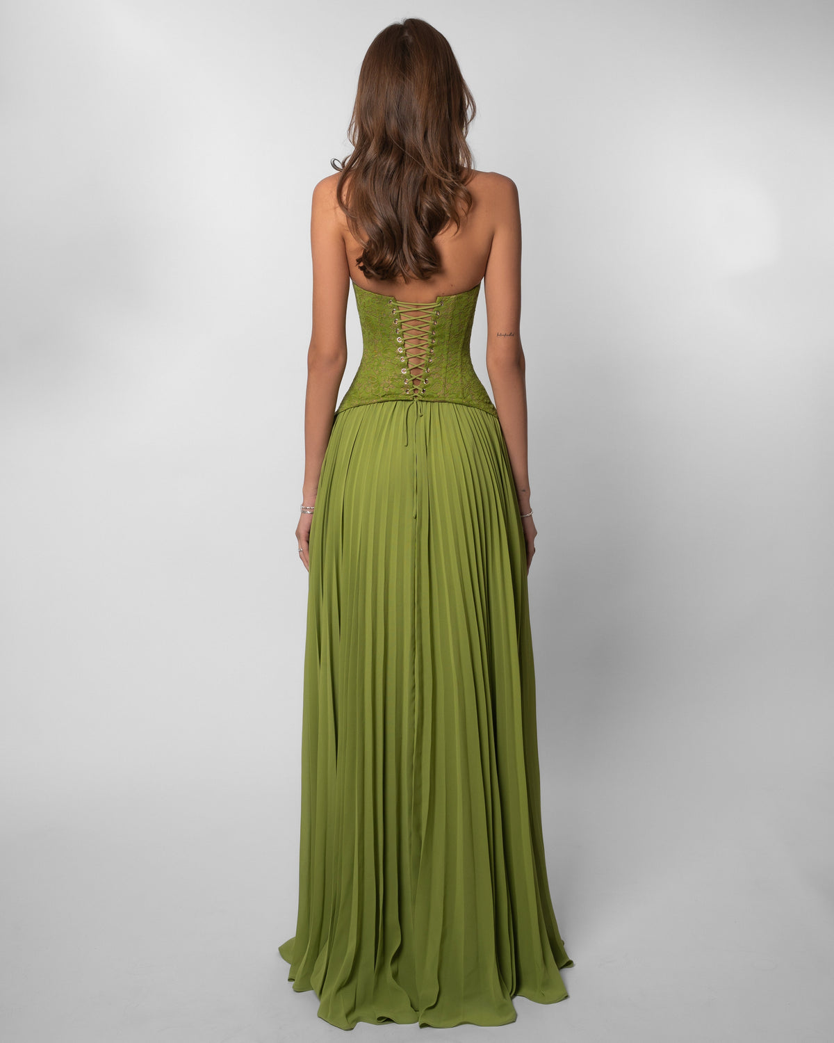 Feathorne Women's Sage Floral Lace Corset Maxi Dress - view 6