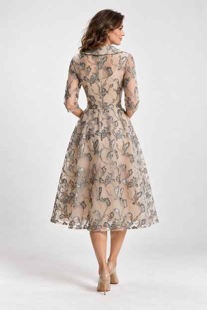Feathorne Women's Apricot Crossover Midi Dress - side view