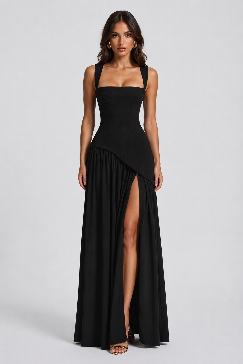 Feathorne Women's Asymmetric Draped Side Slit Maxi Dress - view 10