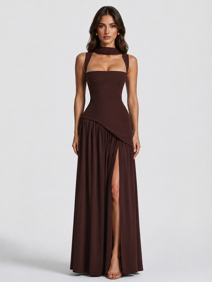 Feathorne Women's Asymmetric Draped Side Slit Maxi Dress - view 1