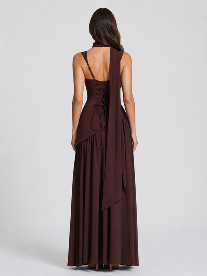 Feathorne Women's Asymmetric Draped Side Slit Maxi Dress - view 2