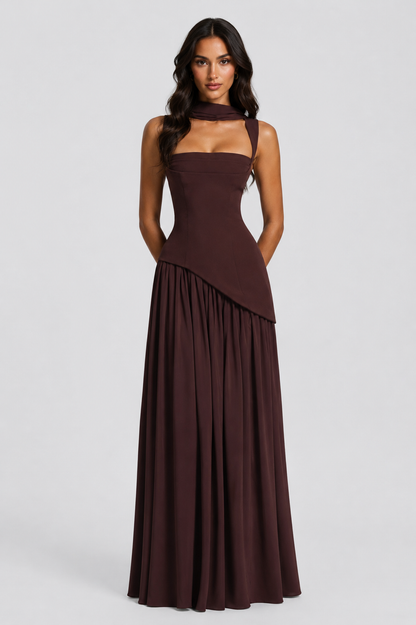 Feathorne Women's Asymmetric Draped Side Slit Maxi Dress - view 4