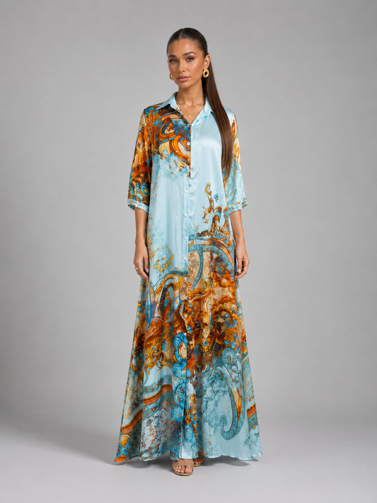 Feathorne Women's Baroque Print Button Front Maxi Dress - view 1