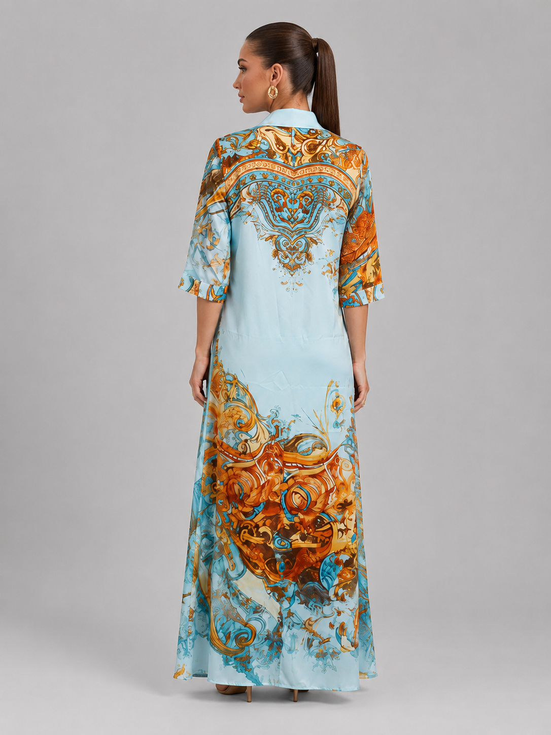 Feathorne Women's Baroque Print Button Front Maxi Dress - view 2